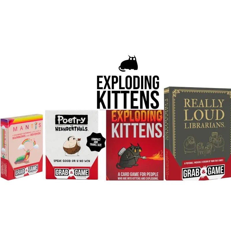 Exploding Kittens Grab & Game 4 Pack Card Game Bundle Exploding Kittens