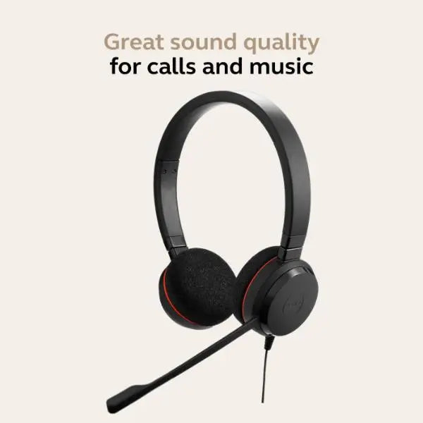 Jabra Evolve 20 Stereo Headset Microsoft Teams Skype For Business VoIP Soft Phone USB - New Jabra