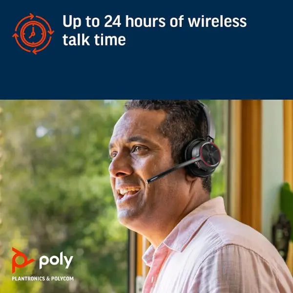 Poly Voyager 4320 UC Wireless USB-A Headset With Boom Mic & Bluetooth Adapter Plantronics