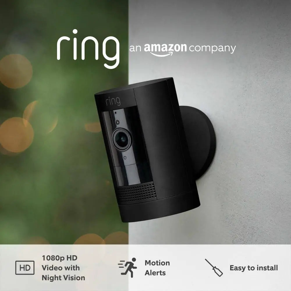 Ring Outdoor Camera Battery Stick Up Cam HD Security Camera Black Ring