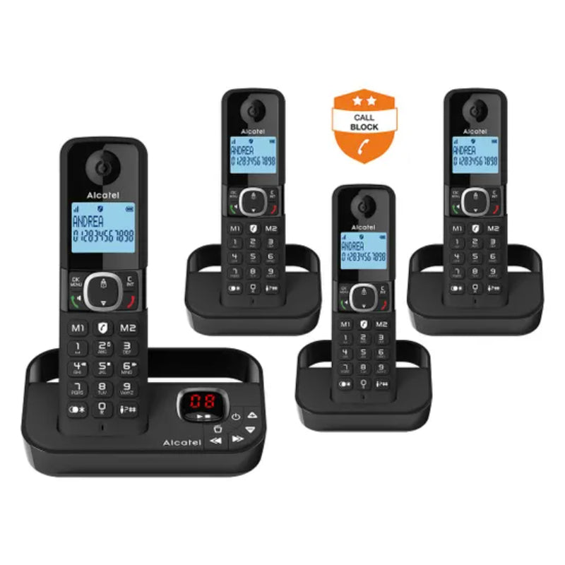 Alcatel F860 Voice Quad - DECT Cordless Phone With Answering Machine - New Alcatel