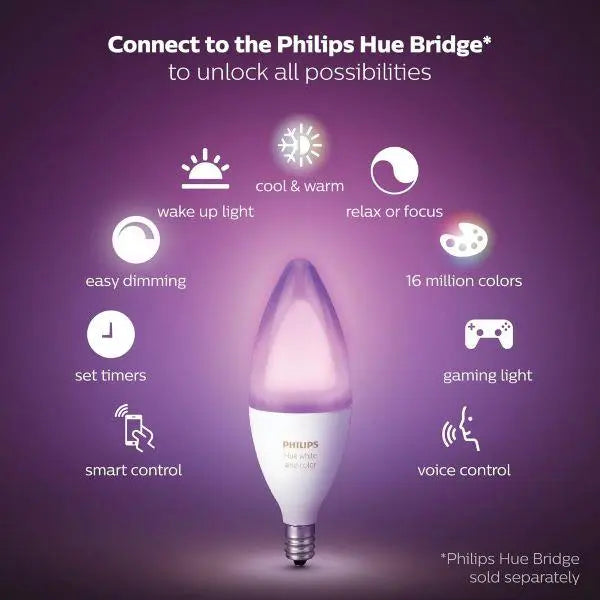 Philips Hue White And Colour Ambiance E14 Candle Single Bulb Philips