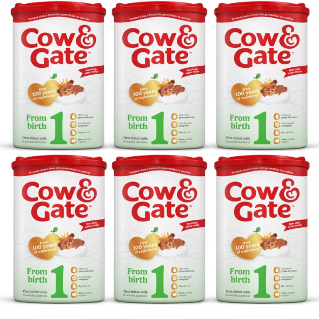 Cow & Gate 1 First Infant Baby Milk Powder Formula, From Birth, 800g (Pack of 6) - BBE 04/2027