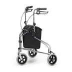 Days Tri Wheel Folding Walker - Mobility Aid, Loop Brakes, Height Adjustable, Chrome Plated - Very Good
