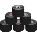 ALPIDEX Kinesiology Tape 6 Rolls - 5m x 5cm Black Elastic Muscle Support Strapping Tape - Skin Friendly - Damaged Box