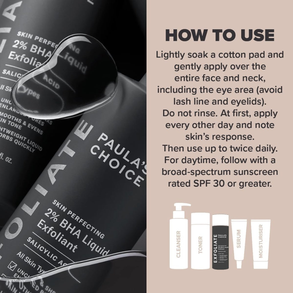 Paula's Choice SKIN PERFECTING 2% BHA Liquid Exfoliant - Salicylic Acid for Oily, Acne Prone Skin - 118ml - BBE 07/2025
