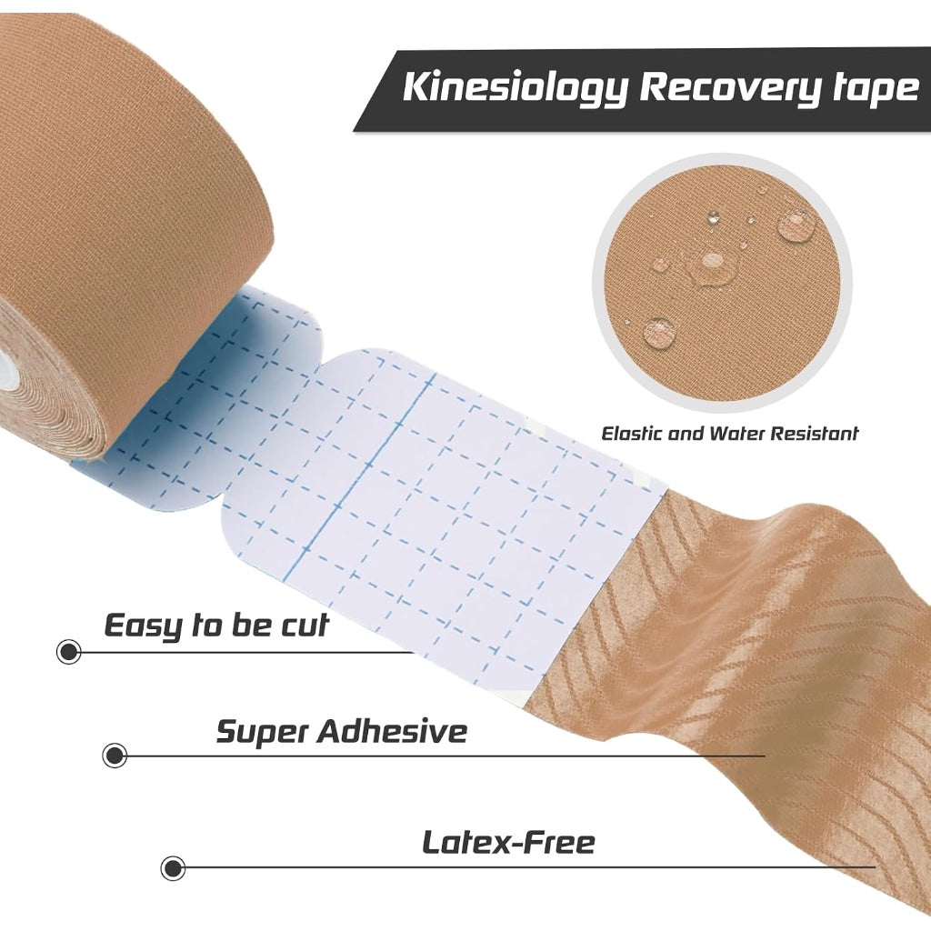 Kinesiology Tape Precut 3 Rolls - Athletic Sports Tape for Muscle & Joints, Knee, Ankle, Shoulder - Latex Free, Water Resistant, 60 Strips, - New