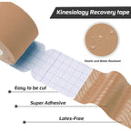 Kinesiology Tape Precut 3 Rolls - Athletic Sports Tape for Muscle & Joints, Knee, Ankle, Shoulder - Latex Free, Water Resistant, 60 Strips, - New