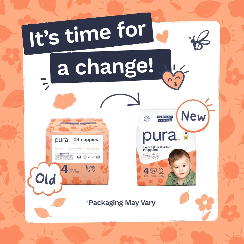 Pura Baby Nappies Size 4 - 144 Count - 8-14kg - Hypoallergenic Sensitive Skin - Leak Protection - Damaged Box