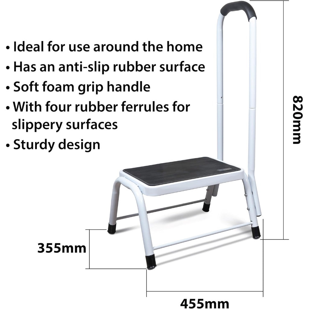 Aidapt Step Stool Platform Support with Soft Grip Handrail and Anti Slip Surface and Rubber Feet Aid - New