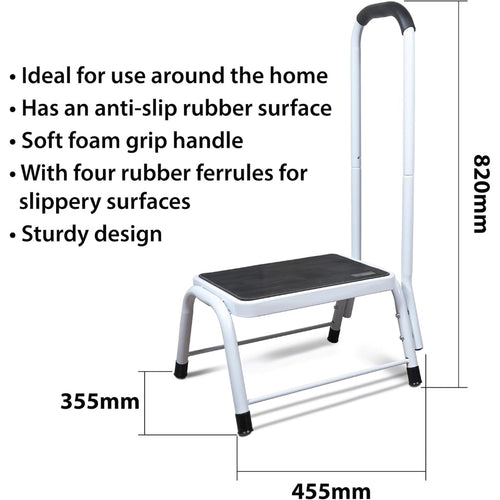 Aidapt Step Stool Platform Support with Soft Grip Handrail and Anti Slip Surface and Rubber Feet Aid - New