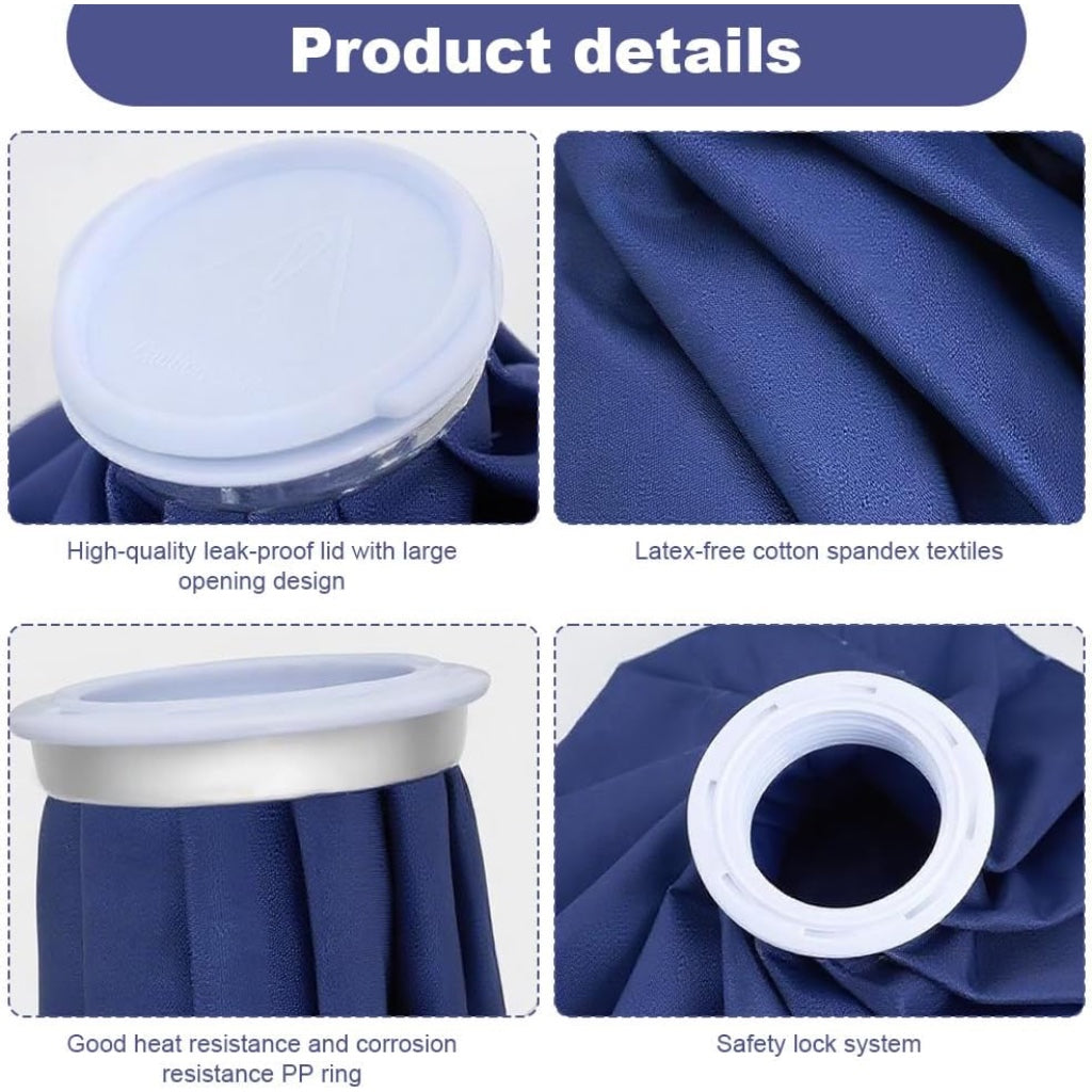 Ice Bag for Injuries Reusable - Hot Cold Pack with Elastic Support Wrap - Dark Blue 3 Sizes (6"/9"/11") - 3 Pcs Set for Pain Relief - Like New