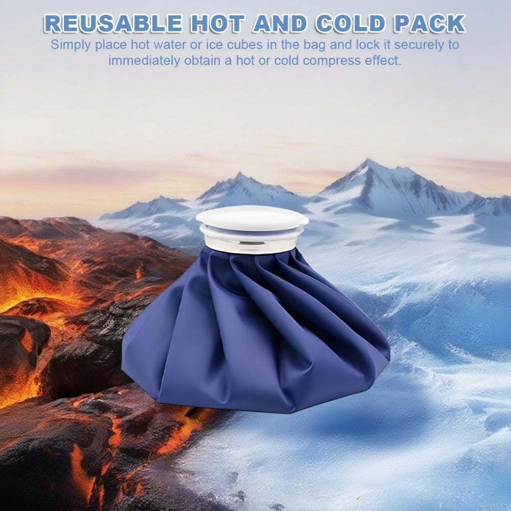 Ice Bag for Injuries Reusable - Hot Cold Pack with Elastic Support Wrap - Dark Blue 3 Sizes (6"/9"/11") - 3 Pcs Set for Pain Relief - Like New