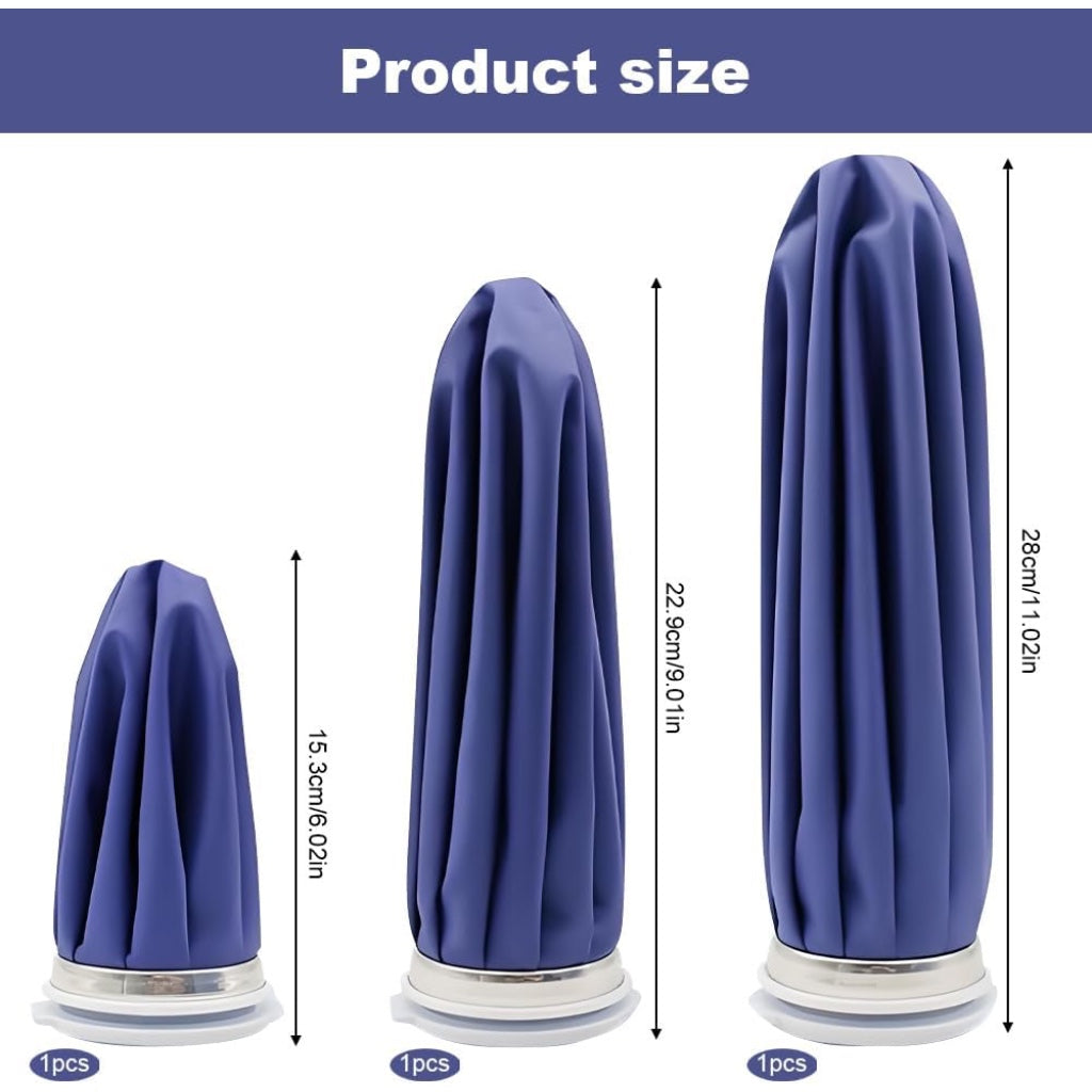 Ice Bag for Injuries Reusable - Hot Cold Pack with Elastic Support Wrap - Dark Blue 3 Sizes (6"/9"/11") - 3 Pcs Set for Pain Relief - Like New