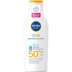 NIVEA SUN Kids Protect & Sensitive Sun Lotion SPF 50+ - 200ml Sunscreen for Sensitive Skin - Immediate Protection - New
