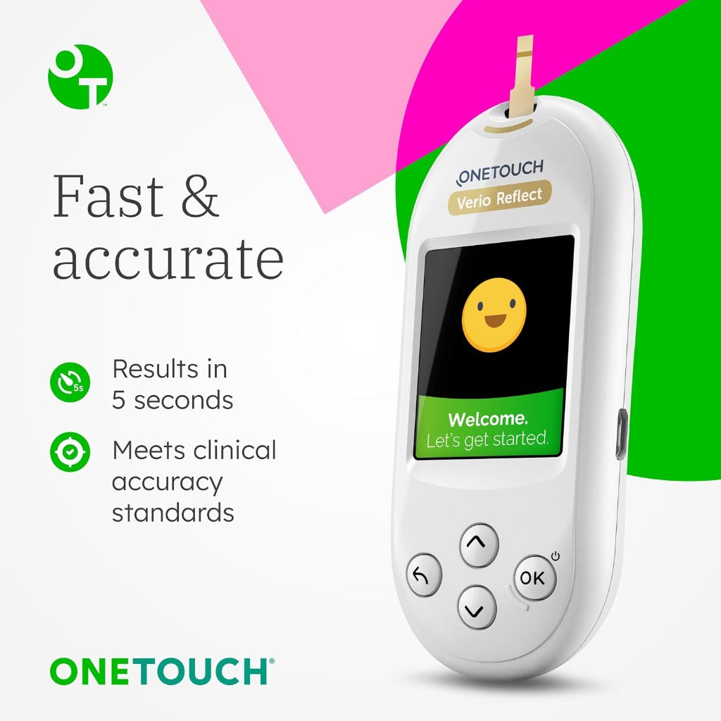 OneTouch Verio Reflect Blood Glucose Meter Kit - Monitoring System with Lancing Device & Lancets - Very Good