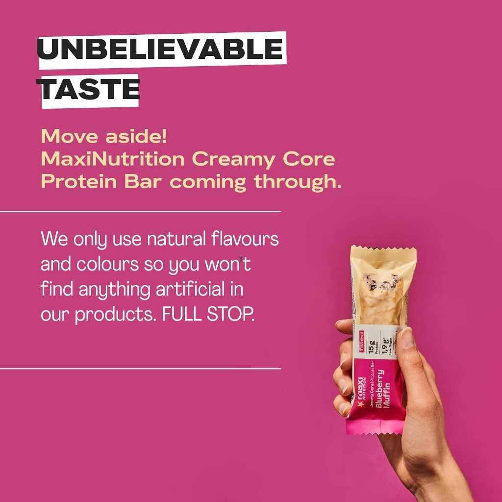 MaxiNutrition Creamy Core Bar Mix Box Variety pack (12 Bar x 45 g) 2 X 6 Flavours of bars, over 14g Protein per bar, Each with 195 calories or lower, No Added Sugar, No Artificial Flavours - Damaged Box - BBE 08/2026