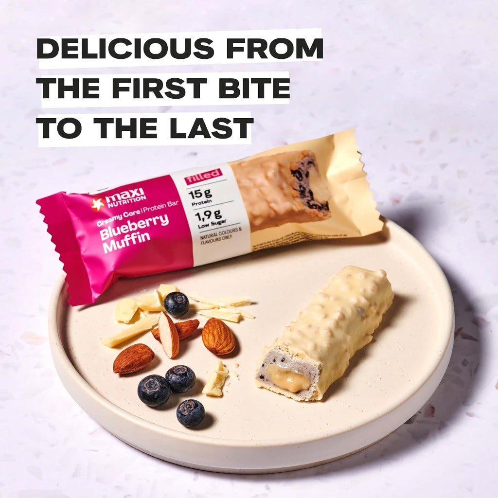 MaxiNutrition Creamy Core Bar Mix Box Variety pack (12 Bar x 45 g) 2 X 6 Flavours of bars, over 14g Protein per bar, Each with 195 calories or lower, No Added Sugar, No Artificial Flavours - Damaged Box - BBE 08/2026