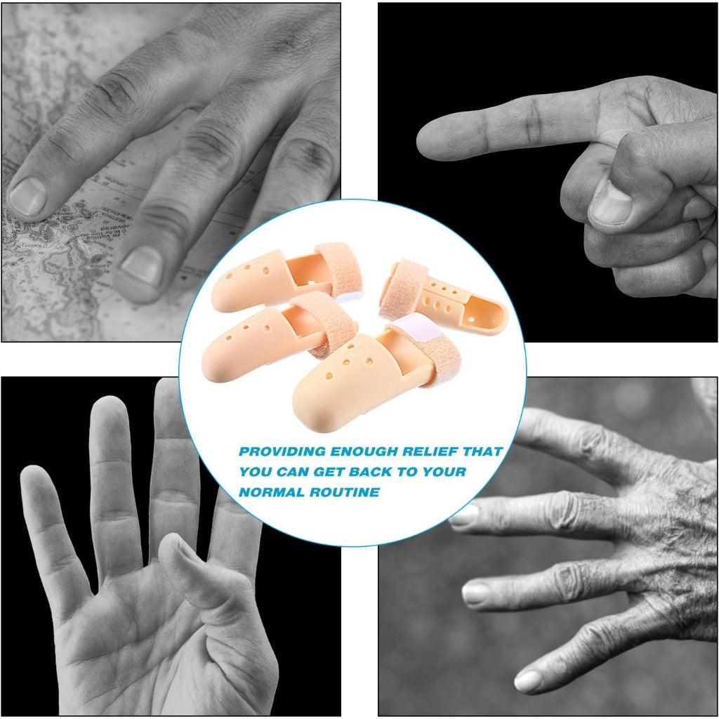 Finger Splint Mallet Finger Support Brace - 10 Pieces Plastic Adjustable Protector for Joint Protection, 5 Sizes - Very Good