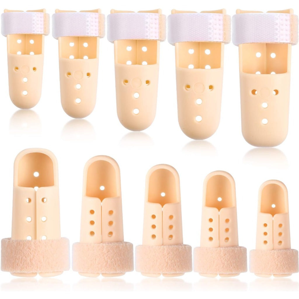 Finger Splint Mallet Finger Support Brace - 10 Pieces Plastic Adjustable Protector for Joint Protection, 5 Sizes - Very Good