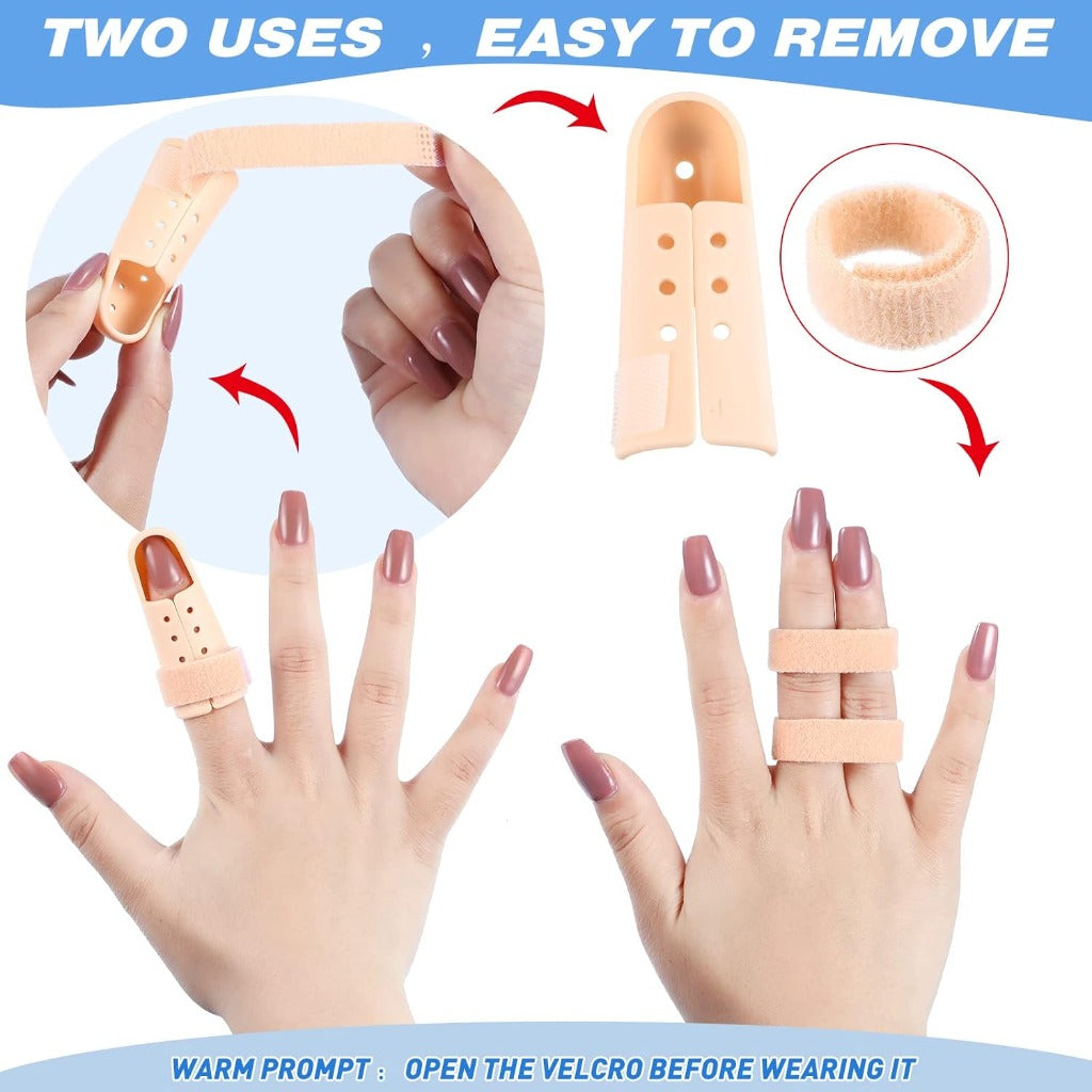 Finger Splint Mallet Finger Support Brace - 10 Pieces Plastic Adjustable Protector for Joint Protection, 5 Sizes - Very Good