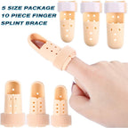 Finger Splint Mallet Finger Support Brace - 10 Pieces Plastic Adjustable Protector for Joint Protection, 5 Sizes - Very Good