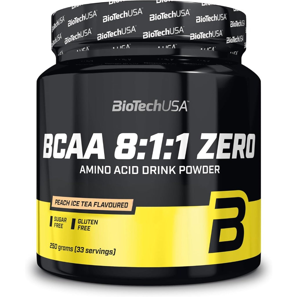 BioTechUSA BCAA 8:1:1 Zero Powder - Peach Iced Tea Flavour - 250g Amino Acid Supplement - Damaged Box - BBE 09/2028
