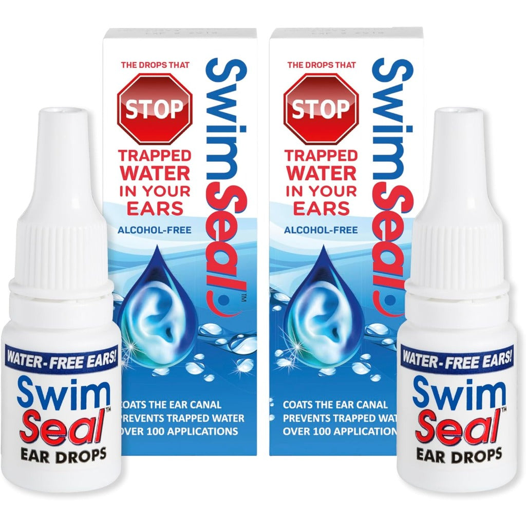 SwimSealTM Twin-Pack All Natural Swimmer's Ear Drops for Daily Use Rather Than Alcohol Drops or Earplugs. The Solution for Your Ears for All Water Exposure for All Ages. - Damaged Box - BBE 11/2028