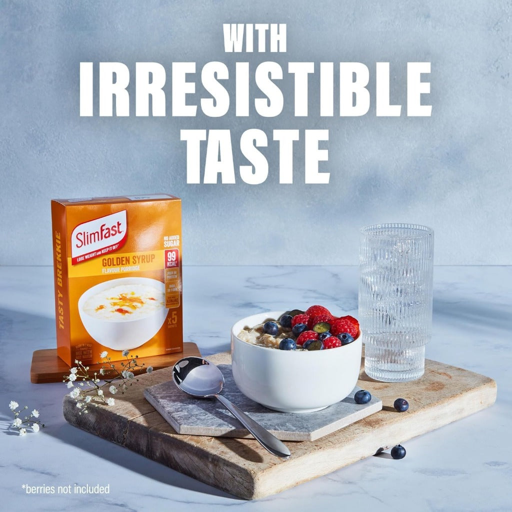 SlimFast Porridge Sachets - Golden Syrup Flavour - 20 Pack - Weight Loss Meal Replacement Breakfast - Damaged Box - BBE 06/2026