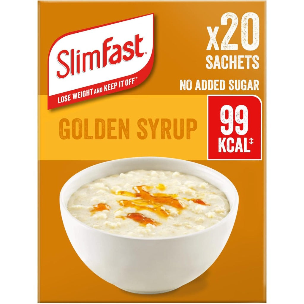 SlimFast Porridge Sachets - Golden Syrup Flavour - 20 Pack - Weight Loss Meal Replacement Breakfast - Damaged Box - BBE 06/2026