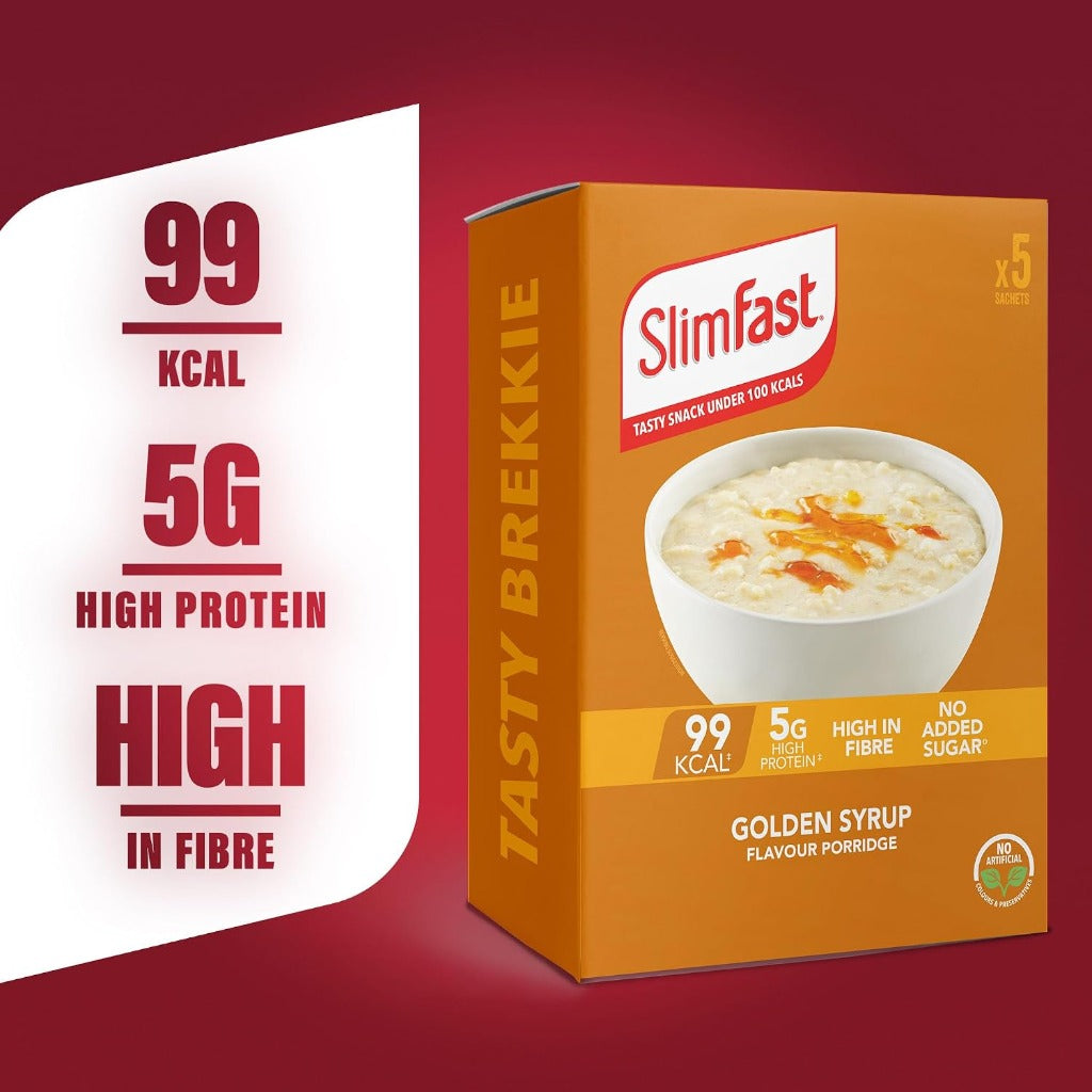 SlimFast Porridge Sachets - Golden Syrup Flavour - 20 Pack - Weight Loss Meal Replacement Breakfast - Damaged Box - BBE 06/2026