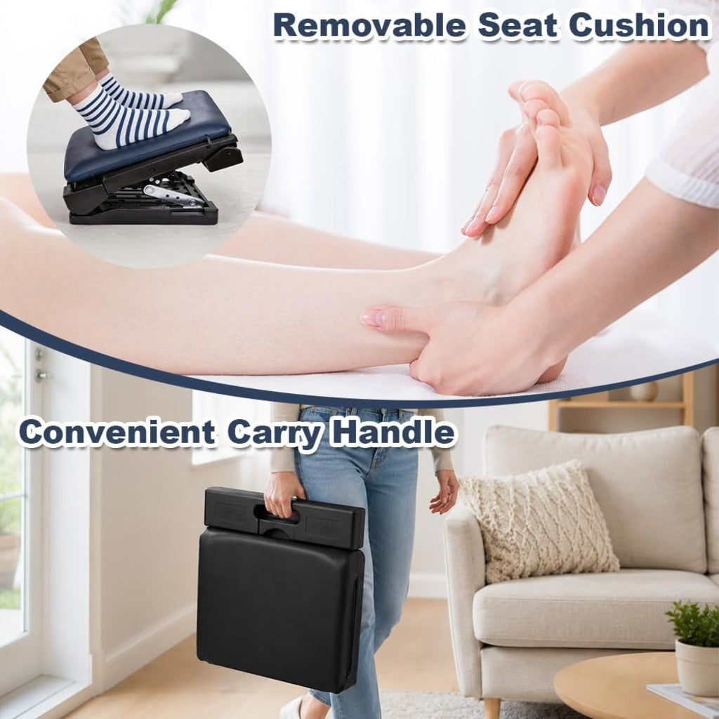 Wxeadu Foot Rest Under Desk - 4 Level Height Adjustable Ergonomic Footstool with Massage Function - Non-Slip Foldable Pads for Office Home - Damaged Box