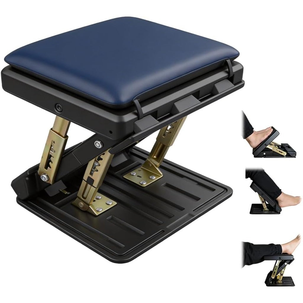 Wxeadu Foot Rest Under Desk - 4 Level Height Adjustable Ergonomic Footstool with Massage Function - Non-Slip Foldable Pads for Office Home - Damaged Box