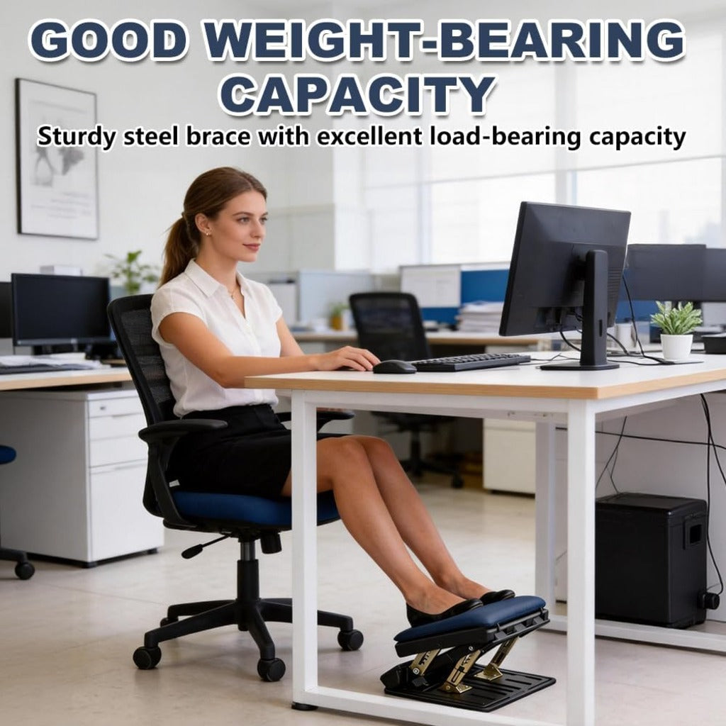 Wxeadu Foot Rest Under Desk - 4 Level Height Adjustable Ergonomic Footstool with Massage Function - Non-Slip Foldable Pads for Office Home - Damaged Box