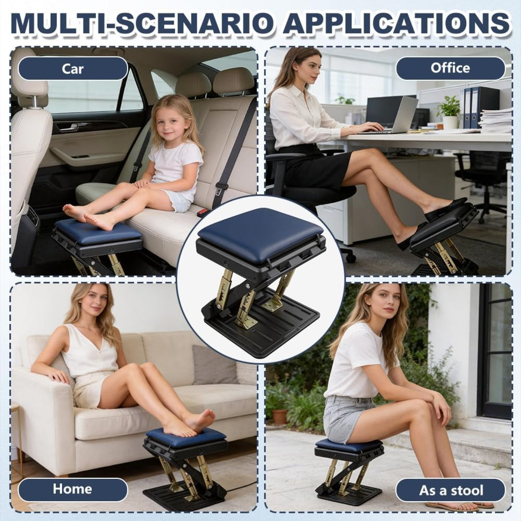 Wxeadu Foot Rest Under Desk - 4 Level Height Adjustable Ergonomic Footstool with Massage Function - Non-Slip Foldable Pads for Office Home - Damaged Box