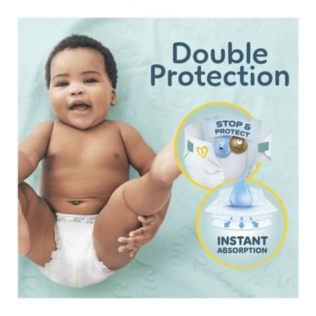 Pampers Premium Protection Nappies Size 1 Newborn 2-5kg - 180 Pack Monthly - British Skin Foundation Approved