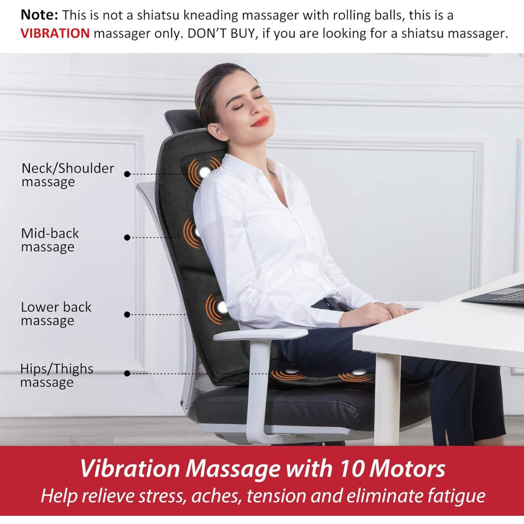 COMFIER Back Massager with Heat - Massage Chair Pad - 10 Vibration Motors - Seat Cushion for Home Office Car - Very Good