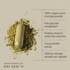 KIKI Health Organic Moringa Leaf Capsules 500mg - 120 Vegan Supplements - New - BBE 09/2028