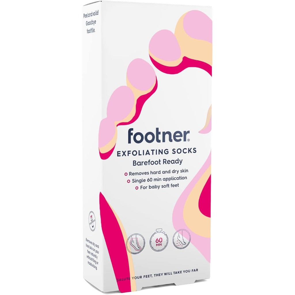 Footner Exfoliating Foot Mask Socks - Foot Peel for Hard Skin - Single 60 Minute Treatment - Smooth Soft Feet - Damaged Box