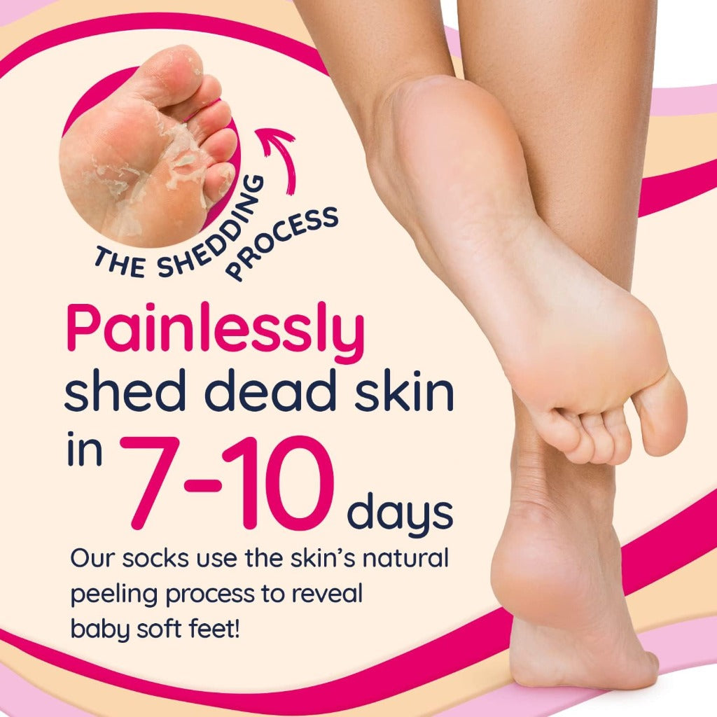Footner Exfoliating Foot Mask Socks - Foot Peel for Hard Skin - Single 60 Minute Treatment - Smooth Soft Feet - Damaged Box