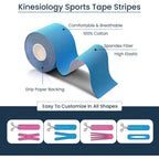 Rugistic Kinesiology Tape - 3 Pack 5cm x 5m Sports Physio Muscle Joint Support - Latex-Free Breathable Cotton Elastic Tape - Damaged Box