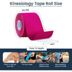 Rugistic Kinesiology Tape - 3 Pack 5cm x 5m Sports Physio Muscle Joint Support - Latex-Free Breathable Cotton Elastic Tape - Damaged Box