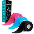 Rugistic Kinesiology Tape - 3 Pack 5cm x 5m Sports Physio Muscle Joint Support - Latex-Free Breathable Cotton Elastic Tape - Damaged Box