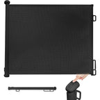 Rainberg Retractable Stair Gate - 150cm Wide, 80cm Tall, Black - Baby Pet Safety Barrier, One Hand Operated Child Gate - Very Good