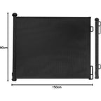 Rainberg Retractable Stair Gate - 150cm Wide, 80cm Tall, Black - Baby Pet Safety Barrier, One Hand Operated Child Gate - Very Good