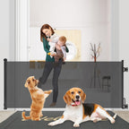 Rainberg Retractable Stair Gate - 150cm Wide, 80cm Tall, Black - Baby Pet Safety Barrier, One Hand Operated Child Gate - Very Good