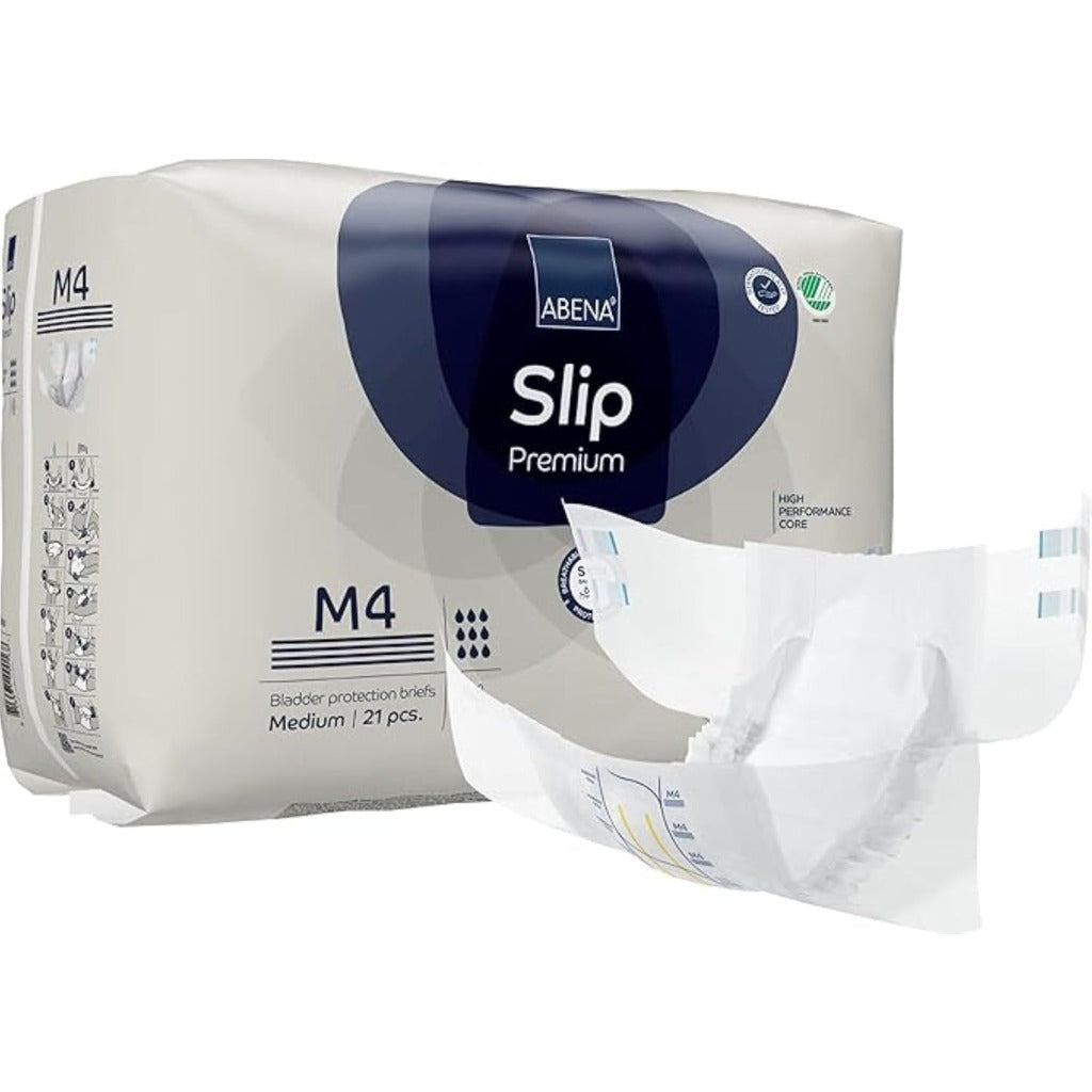ABENA Slip Premium All-In-One Incontinence Pads - Medium 4, 70-110cm, 3600ml Absorbency, 4x 21 Pack, Eco-Labelled - Damaged Box