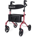 ERVOVTE Rollator Walker with Seat - Mobility Walking Aid - Aluminum Frame - 13lb Lightweight Folding - 8" Big Wheels All Terrain - New