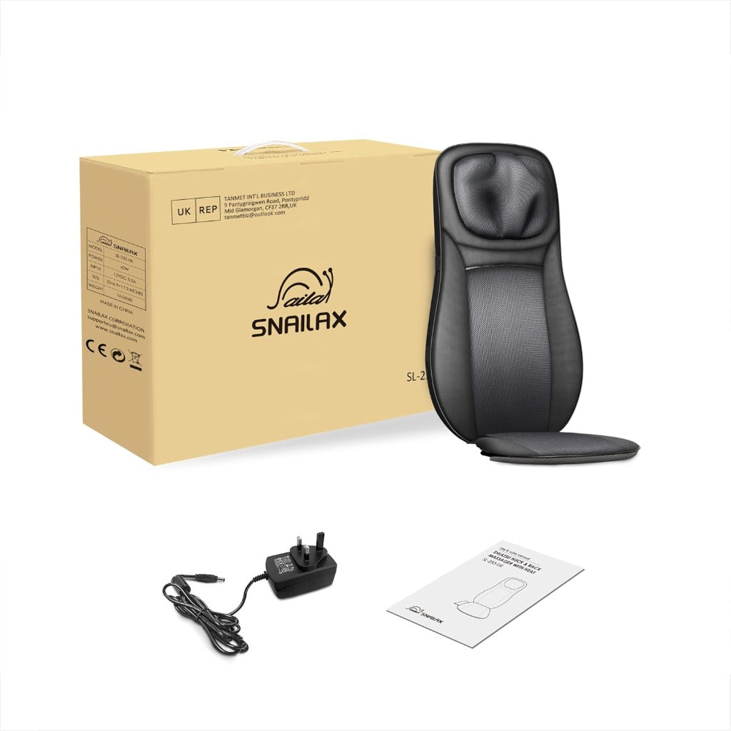 Snailax Back Massager with Heat, Deep Tissue Kneading Full Body Massage Chair, Upgraded Electric Massager for Back and Neck, Office, Home Use, Gifts for Man, Wemen - New