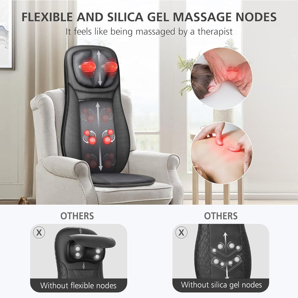 Snailax Back Massager with Heat, Deep Tissue Kneading Full Body Massage Chair, Upgraded Electric Massager for Back and Neck, Office, Home Use, Gifts for Man, Wemen - New